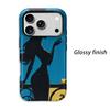 Retro Noir Blue Gold Silhouette Elegant Woman Smoking Art Vintage Film Aesthetic Protective Shockproof Bumper Phone Case For iPhone 14 15 16ProMaxPlus