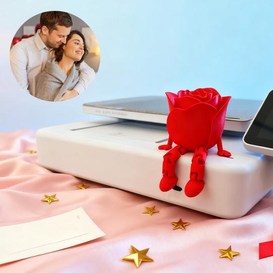 Фигурки роз, напечатанные на 3D-принтере, ко Дню святого Валентина, подвижные суставы, украшения с регулируемой позой, креативная скульптура для домашнего декора