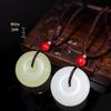 Натуральное Белое Афганское Нефритовое Ожерелье-Кулон Пин Ань Коу