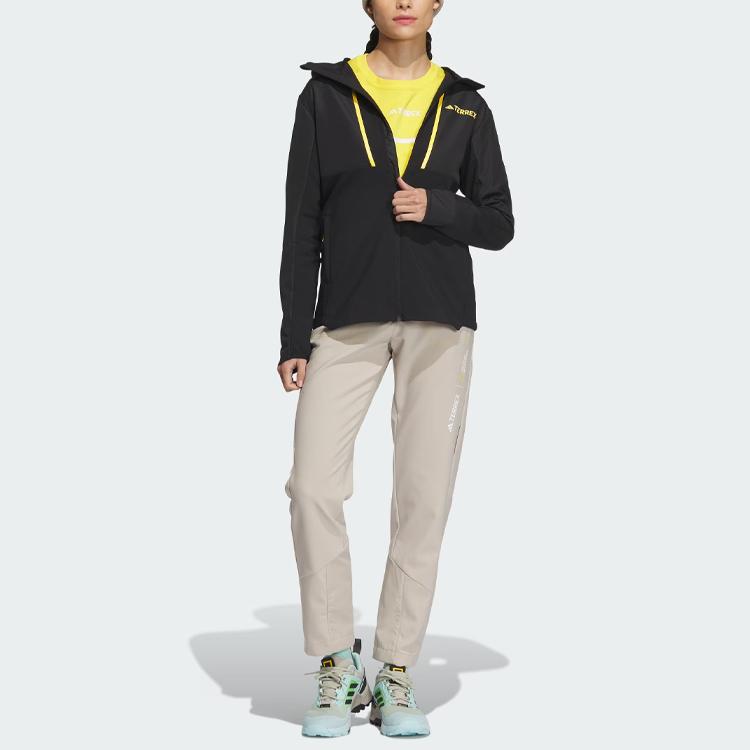 adidas X National Geographic Collaboration Soft Shell Color Block Outdoor Sports Jacket Women Jackets Black IU2687