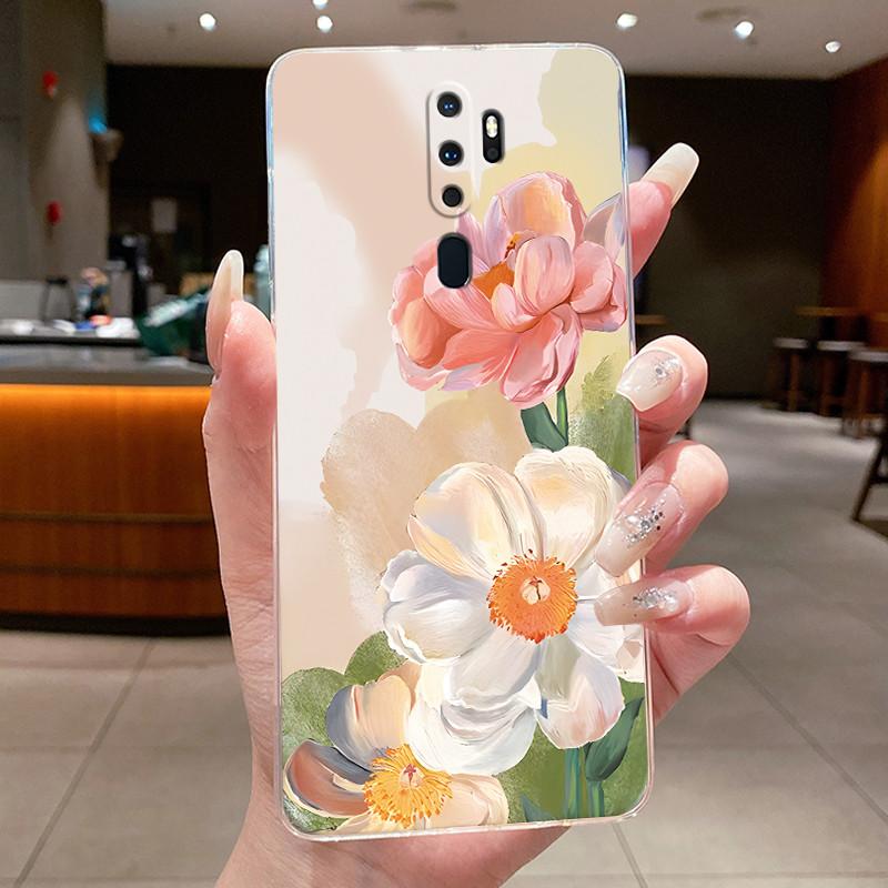 Для OPPO A9 (2020) / А5 (2020) Чехол Роскошная Мода Бабочки Цветы Прозрачный Мягкий Силиконовый Задний Чехол для Телефона Oppo A9 A5 2020