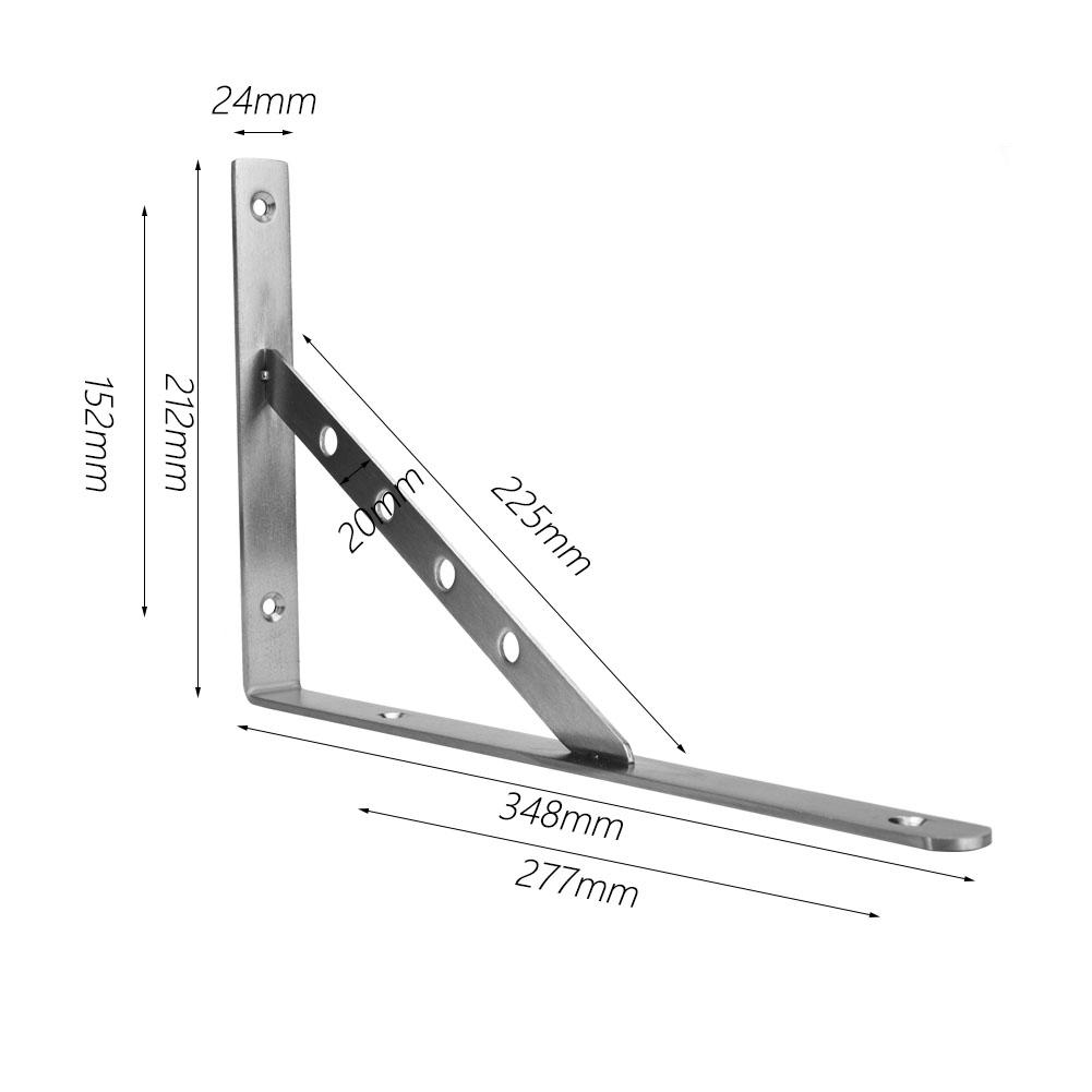 2Pcs Stainless Steel Triangle Bracket Wall Mounted Shelf Bookcase Support (14 )