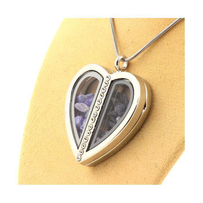 Pierres et Minéraux. Collier Tanzanite + Saphir brut. Modèle coeur.