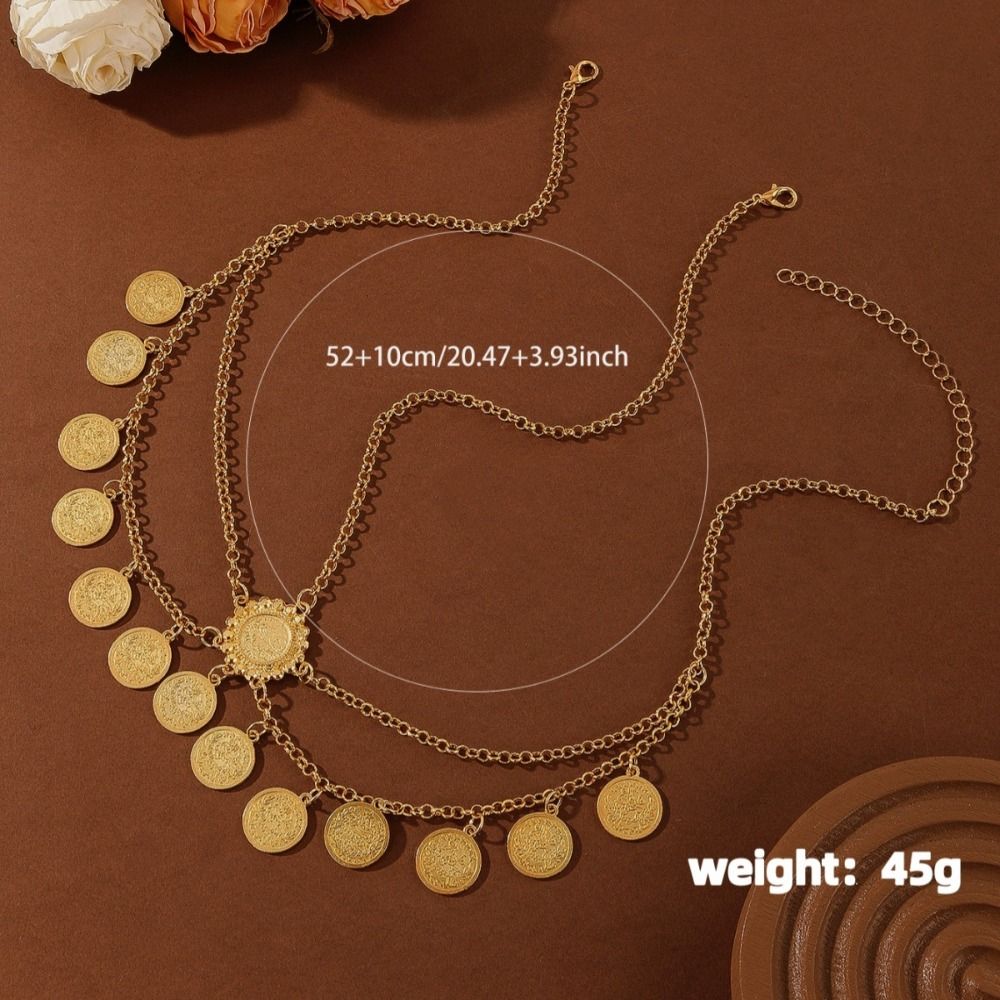 Fashion Coin Tassel Design Egyptian Gold Head Chain Metal Rhinestone Hair Chains Bohemian Adjustable Hair Accessories Wedding