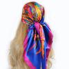 Spring And Autumn Female Satin Scarf,Big Square Scarves Hijabs Printed,Women Scarf,Purple Polyester Silk Scarf Shawl 90*90cm
