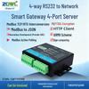 4-портовый RS232 в Ethernet Сетевой сервер Modbus Шлюз