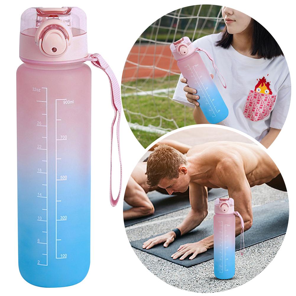 Бутылка для воды 1 л с соломинкой градиентная бутылка для питьевой воды герметичная откидная крышка