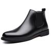 New Chelsea Boots for Men Black Sole PU Ankle Business Round Toe Slip-On Men Boots Size 38-48 Men Shoes Casual Slip-On Man Boots