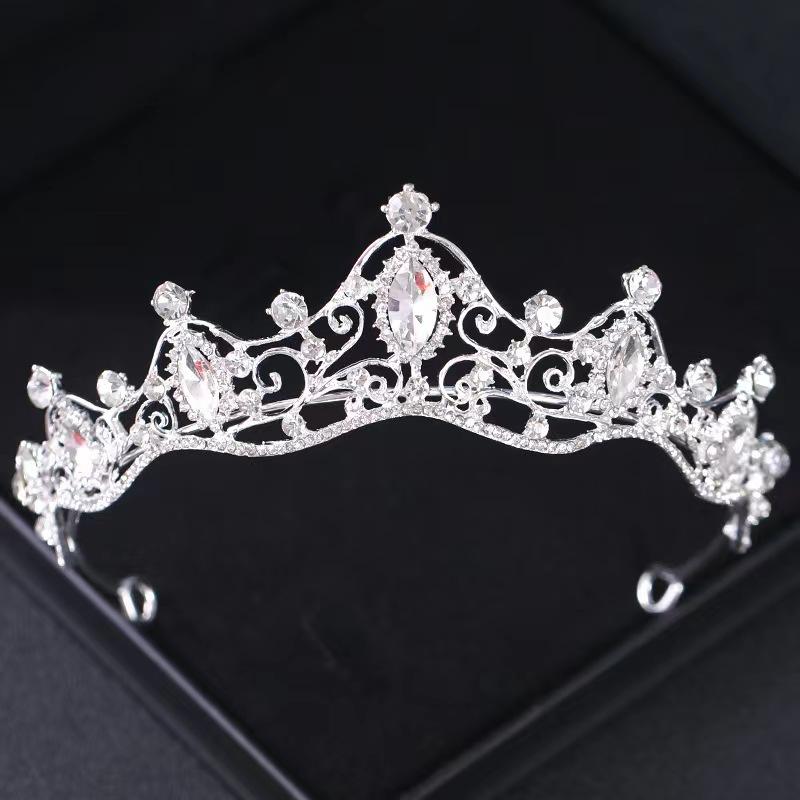 Korean Style Bridal Crown Hair Accessories, Fashionable and Simple Alloy Diamond Headband Wedding Dress Crown Tiara Princess Hair Crown Accessories