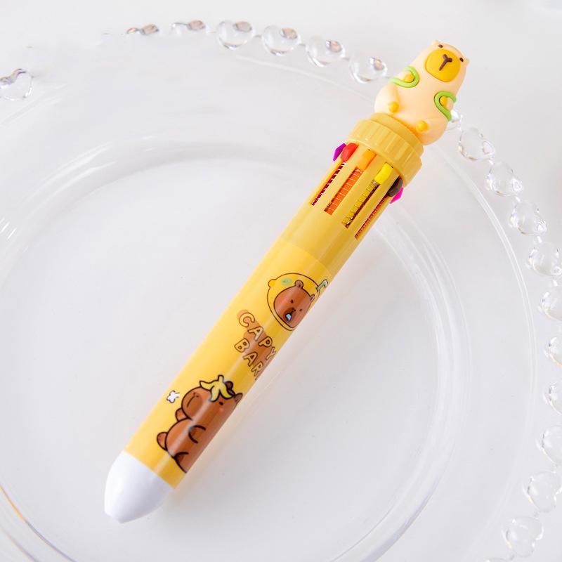 Шариковая ручка Animal 10 цветов Kawaii Cute Cartoon Capybara Signature Pen Школьные канцелярские принадлежности для письма Детский подарок