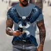 Fun 3D Animal Eagle Print Men's T-shirt Hip Hop Trend Street Casual Round Neck Short Sleeve Loose Top