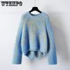 Осенне-зимний пуловер для женщин, свободный и модный, толстый синий вязаный свитер для женщин