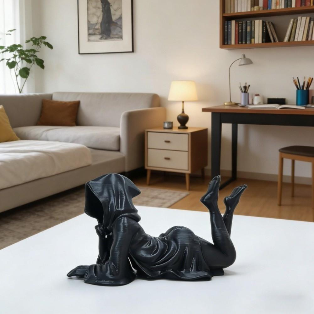 3D Printed Death Statue Home Decor Gothic Girl Statue Elegant Desktop Ornament Office Decor
