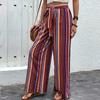 Summer Printed Trousers High Waisted Elasticated Women's Wide Leg Pants