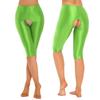 Womens Sexy Glossy Crotchless Shorts Workout Yoga Short Pants Swimming Leggings