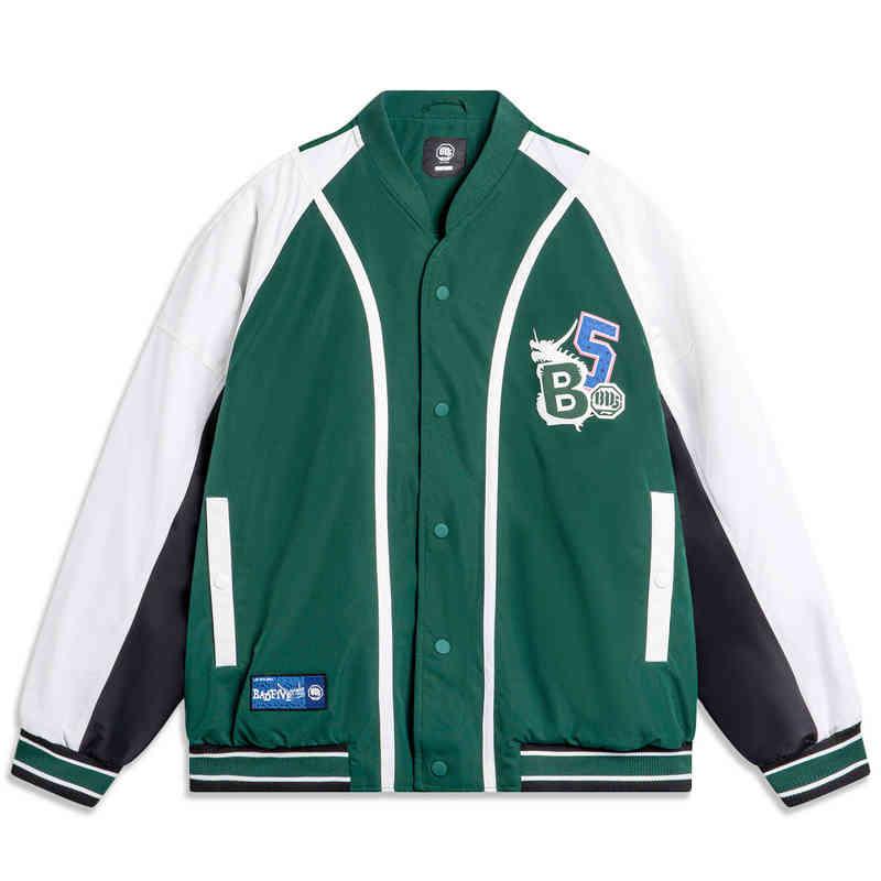 Li Ning Баскетбольная Серия Bad Five Принт Буквами Цветовой Блок Однобортная Дышащая Универсальная Повседневная Куртка Мужская Куртка Зеленый Кремовый Черный AJMU049-2