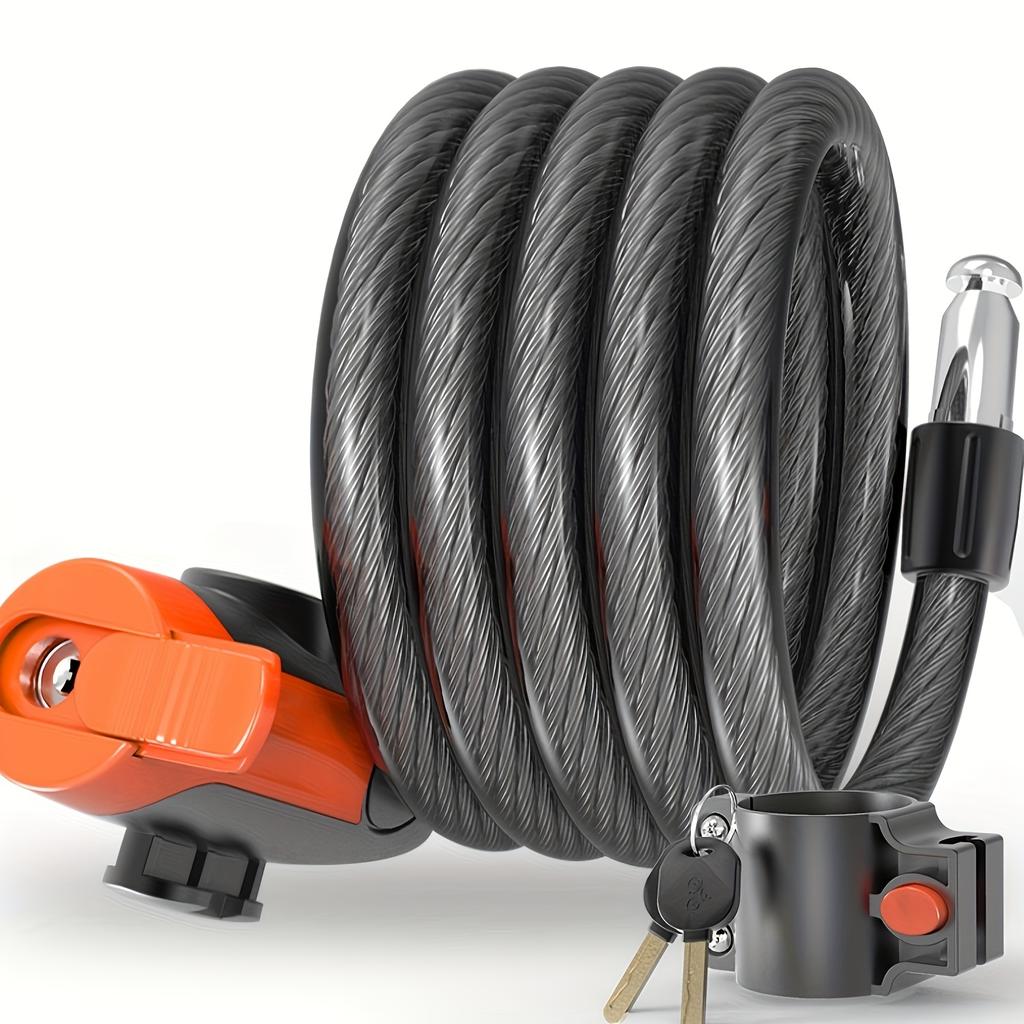 High-security bicycle cable lock with key, brushed finish PVC Surface treatment for anti-theft, shear protection, and waterproofing12mm