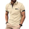 New Men's Casual POLO Shirt Chest False Pockets Lapel Buttons Business T-shirt Tops Male