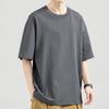 Summer Men T Shirt Round Neck Half Sleeve Solid Color Soft Breathable Cotton Thin Pullover Loose Casual Simple Style Daily Top