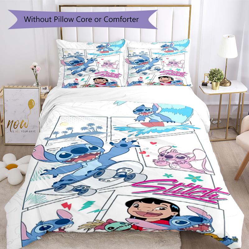 3pcs Stitch Bedding Set Duvet Cover Closure Includes 1 Duvet Cover & 2 Pillowcases, Soft and Comfortable for All Seasons.