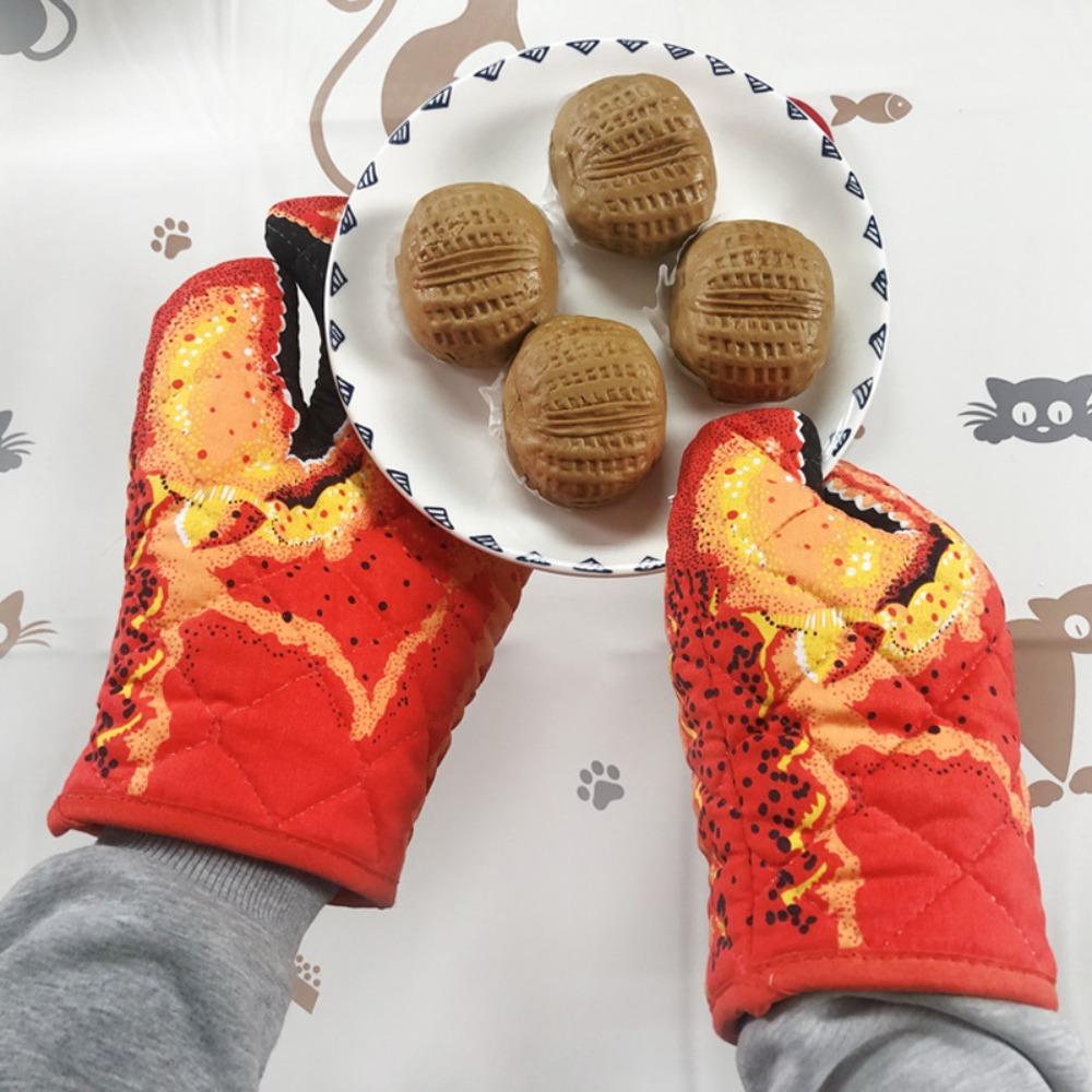 Cake Heat Resistant Anti-Scalding Lobster Claw Oven Mitts Insulation Gloves Non-Slip Cotton