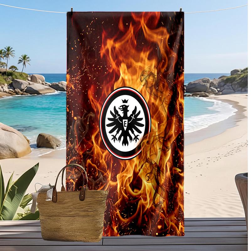 Пляжное полотенце Eintracht Frankfurt Football Print, Большое Мягкое Быстросохнущее Полотенце для Пляжа Кемпинга Плавания