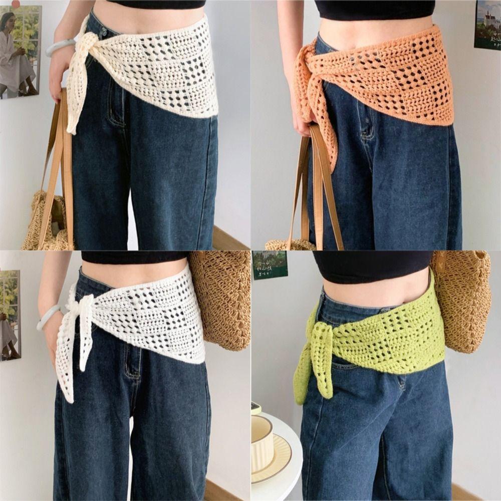 Y2k Design Balletcore Shawl Hollow Knitted Headscarf Retro Triangle Scarf  Female Fashion