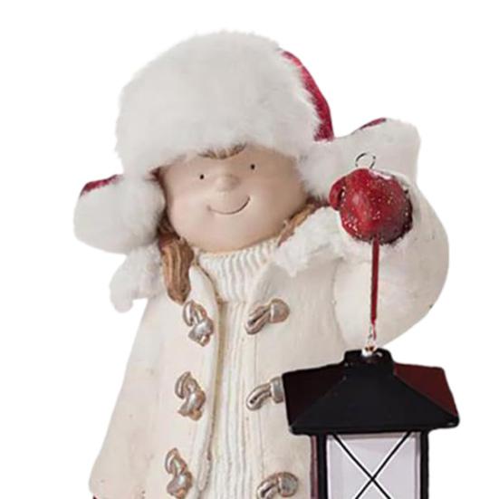 Скульптура Ребенок и Фонарь Смола Мультяшная Детская Фигурка Фестиваль Внутреннее Наружное Украшение