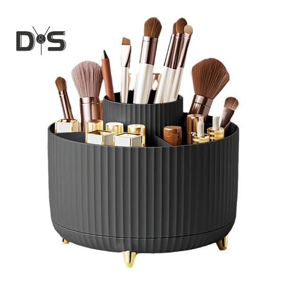 Makeup Brush Holder Large Capacity Multiple Compartments Multi-angle Rotating Countertop Cosmetic Organizer