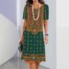 New Women's Dress Ethnic Print Elegant and Beautiful Midi Dress Plus Size Women's Summer Dress
