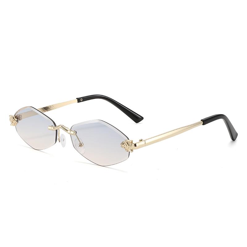 Fashion  Rimless Irregular Rhombus Metal Sunglasses Women Men Luxury Brand Sun Glasses Travel Driving Lady Man Eyewear UV400