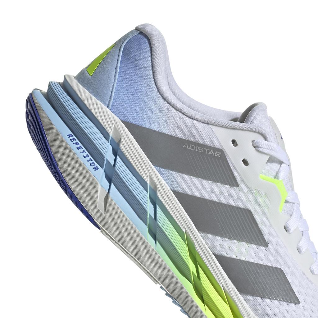 Беговые кроссовки Adidas Adistar 3, Унисекс, Взрослые, NJH25, Обувь, Белый/Серый/Ярко-лимонный (JI1238), Размер 26,5см