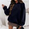 Women's Autumn And Winter Solid Color Pullover Hooded Sweatshirt Fleece Plus Size Long Sleeve Short Fashion Sweatshirt