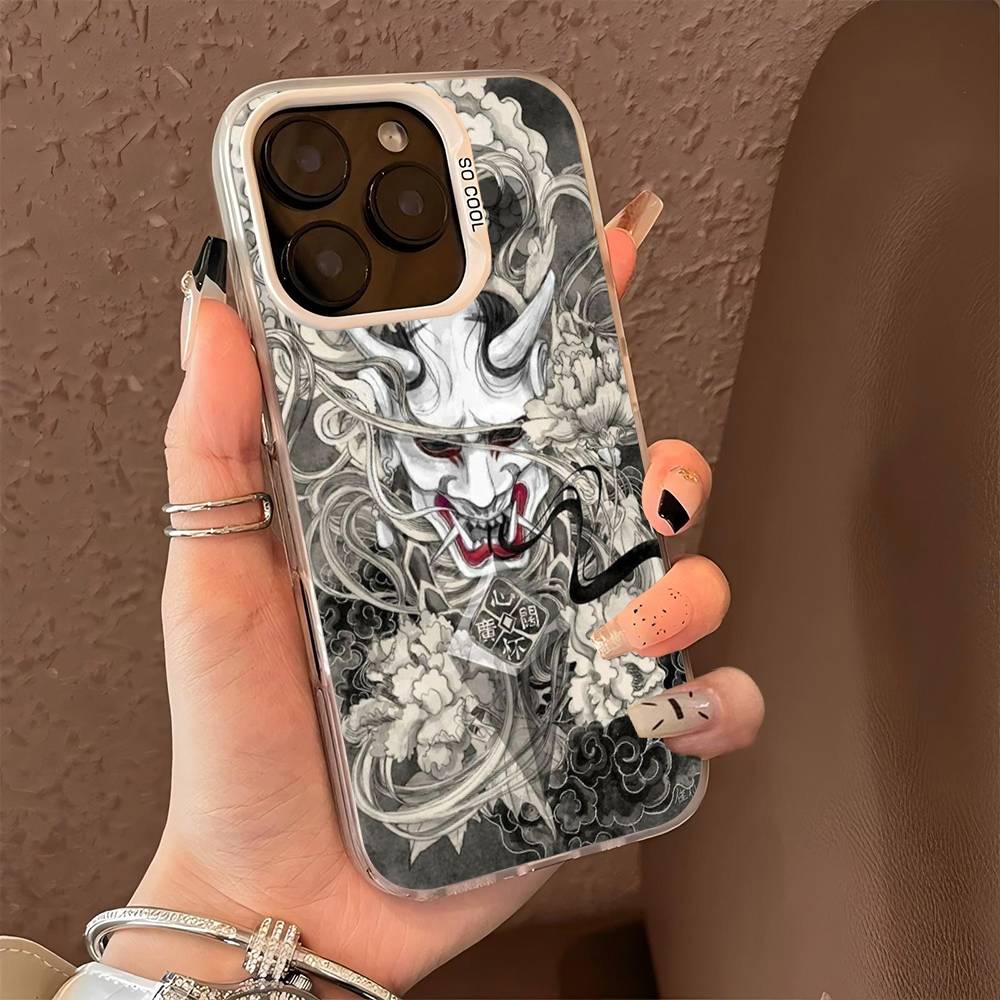 Япония Лицо Призрака Самурай Чехол Для Телефона Для iPhone 16 15 14 13 12 11 Pro Max X XR XS MAX Матовый Ударопрочный Задняя Панель Противоударный Матовый Чехол