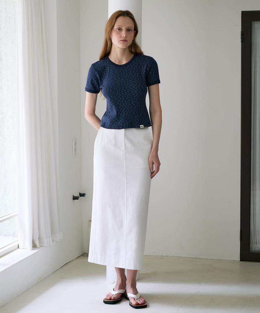 DEHEVE Flower Lace T-Shirt [Navy]