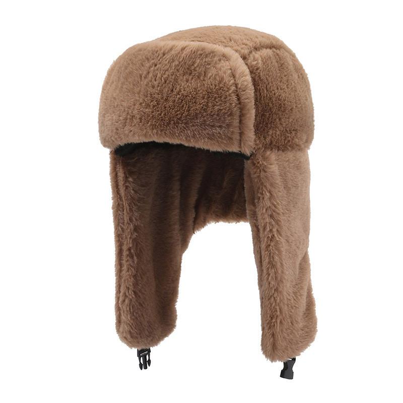 Korean Style Thickened Winter Plush Hat For Men And Women Warm Faux Rabbit Fur Cold Weather Beanie