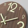 12 Inch Round Wooden Luminous Wall Clock Silent Non Ticking Clock Light In Dark Night For Home Bedroom Living Room Decoration