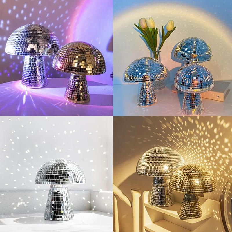 Silver 10*10Cm Mushroom Disco Ball Mirror Reflective Mushroom Ornament Girlfriend Gift