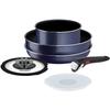 Tefal 6-piece Pot and Frying Pan Set with Removable Handles, Compatible with Gas Fires, "Ingenio Neo French Blue", Non-stick L16490