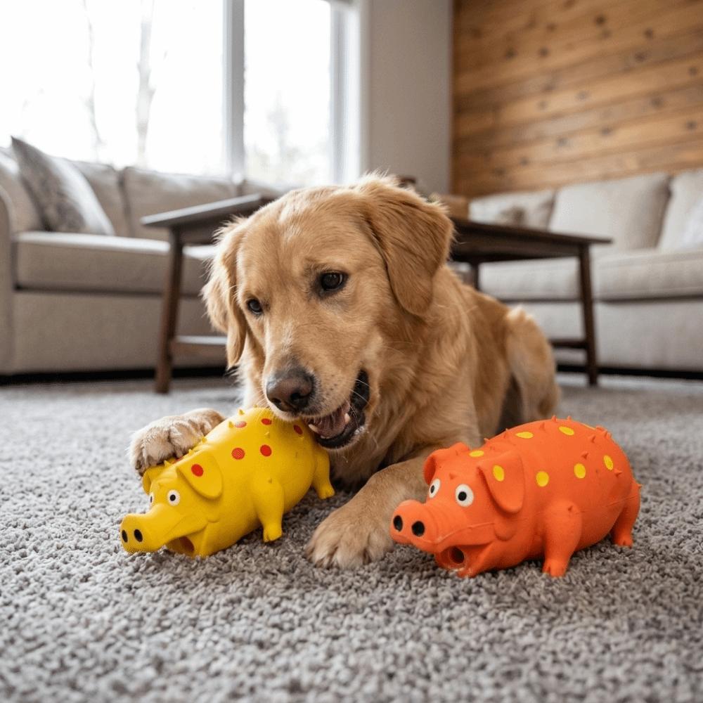 Soft Latex Latex Pig Toy Textured Surface Squeaky Pet Toy Small Dog Toy  Small Medium Dogs