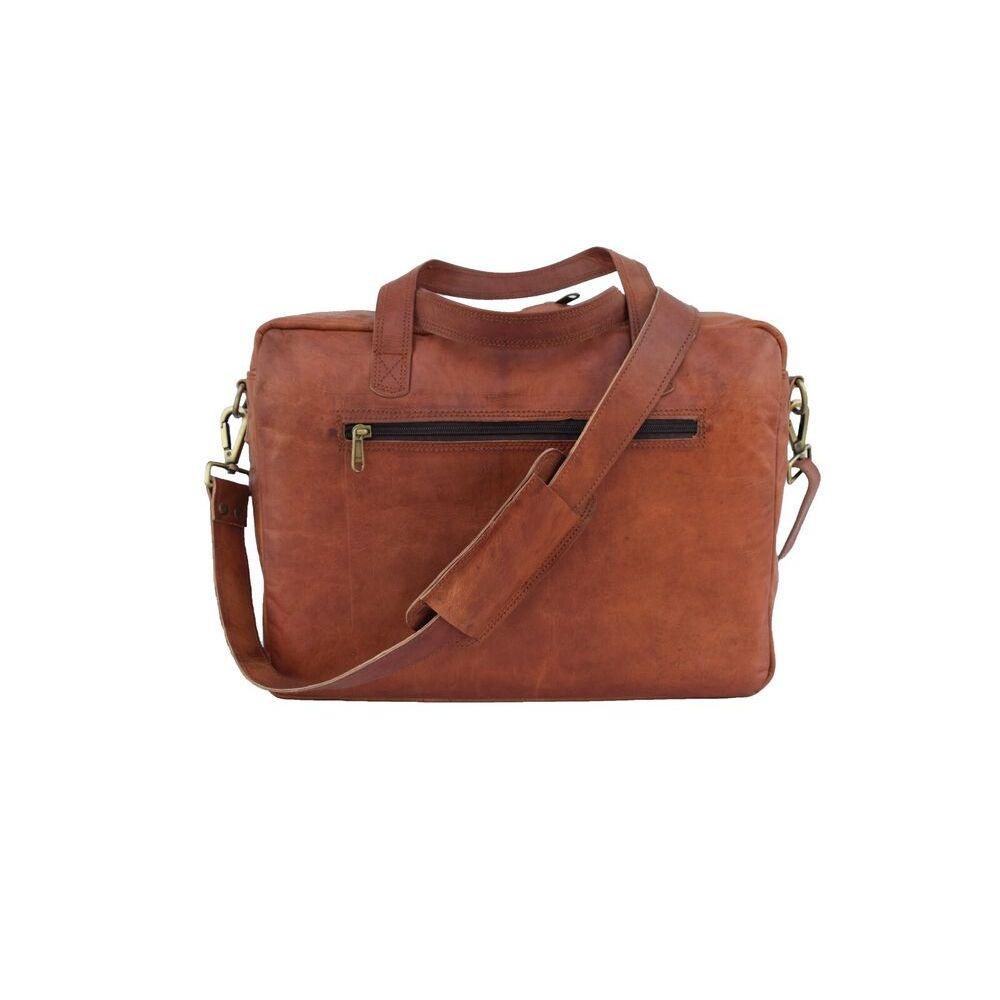 Goat Leather Office Briefcase Messenger Bag 15 In Laptop Satchel Shoulder Bags