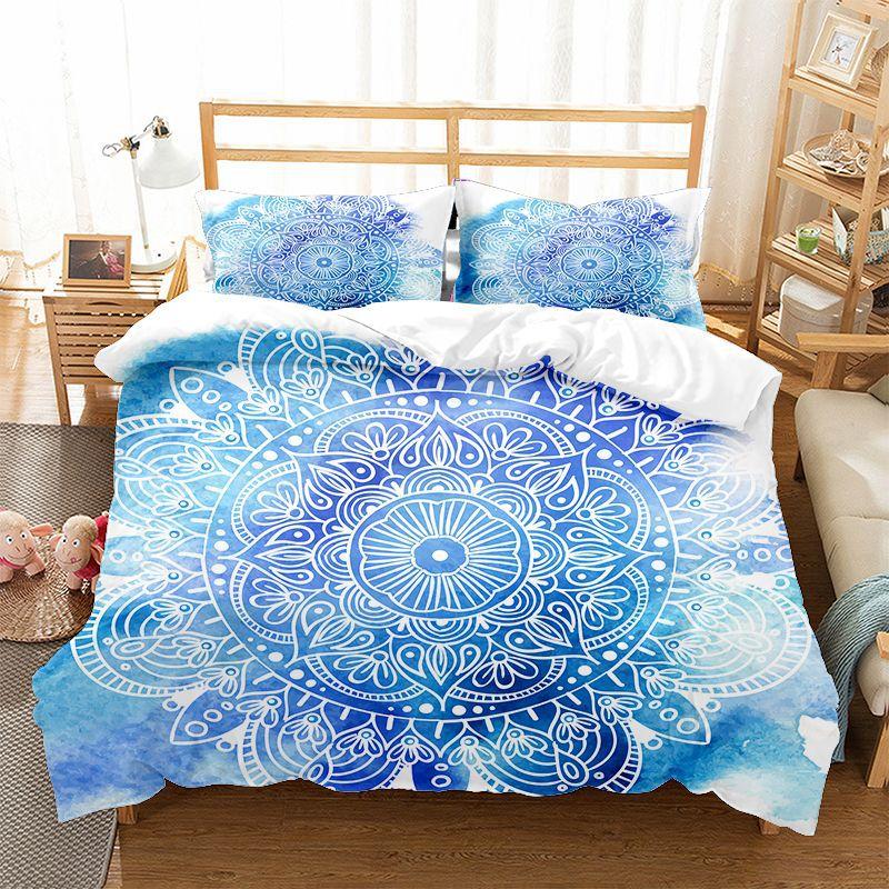Mandala Flower Duvet Cover Set Bohemian Style Colourful Flowers Comforter Cover King Size for Boys Girls Polyester Bedding Se
