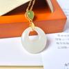 Hotan Jade S925 Silver Inlaid Safety Clasp Pendant Necklace