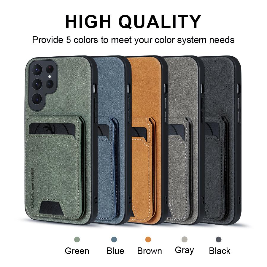 Однотонный кожаный чехол-кошелек с отделением для карт и кронштейном для телефона Samsung Galaxy S25 S24 S23 S22 S21 Ultra S25Ultra S24 Plus FE