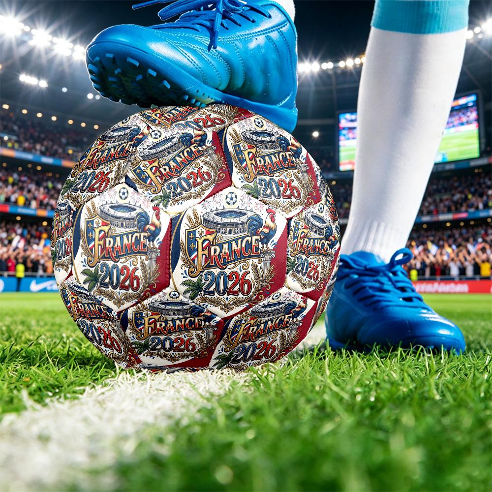 France Football Напечатанный Размер 5 Футбольный Мяч Износостойкий Стандартный Тренировочный Мяч для Взрослых Подарок для Фанатов для Матчей в Помещении и на Открытом Воздухе Спортивный