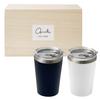 Tumbler with Pair Cup Set of Convenience Store Cup Gift Wooden [Dolce Duo] Lid, Set, Gift, Holder, 400ml, 2, White, Navy, Cup, Coffee, Takeout, Set,