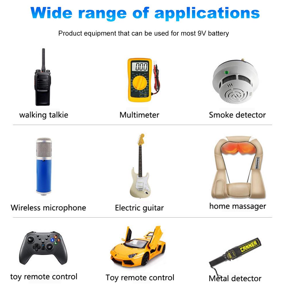 Аккумуляторы R7 9В 300 мАч для беспроводных микрофонов, гитар с эквалайзером, дымовых извещателей и мультиметров
