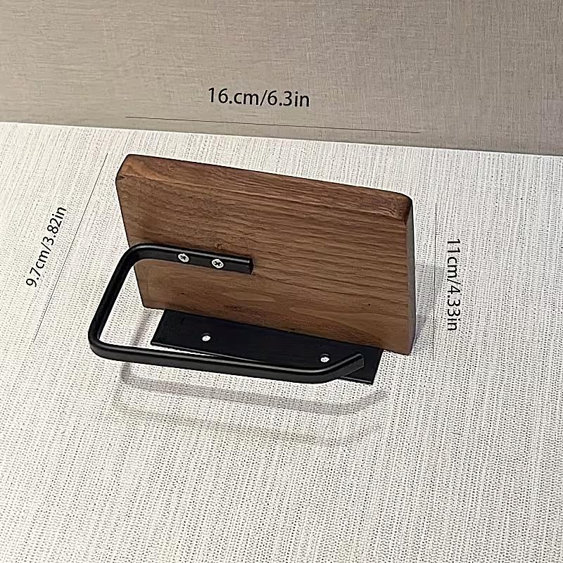 1PC Walnut Wood Wall-Mounted Sanitary Paper Towel Rack Multi-Functional Mobile Phone Scented Paper Towel Storage Wooden Toilet P