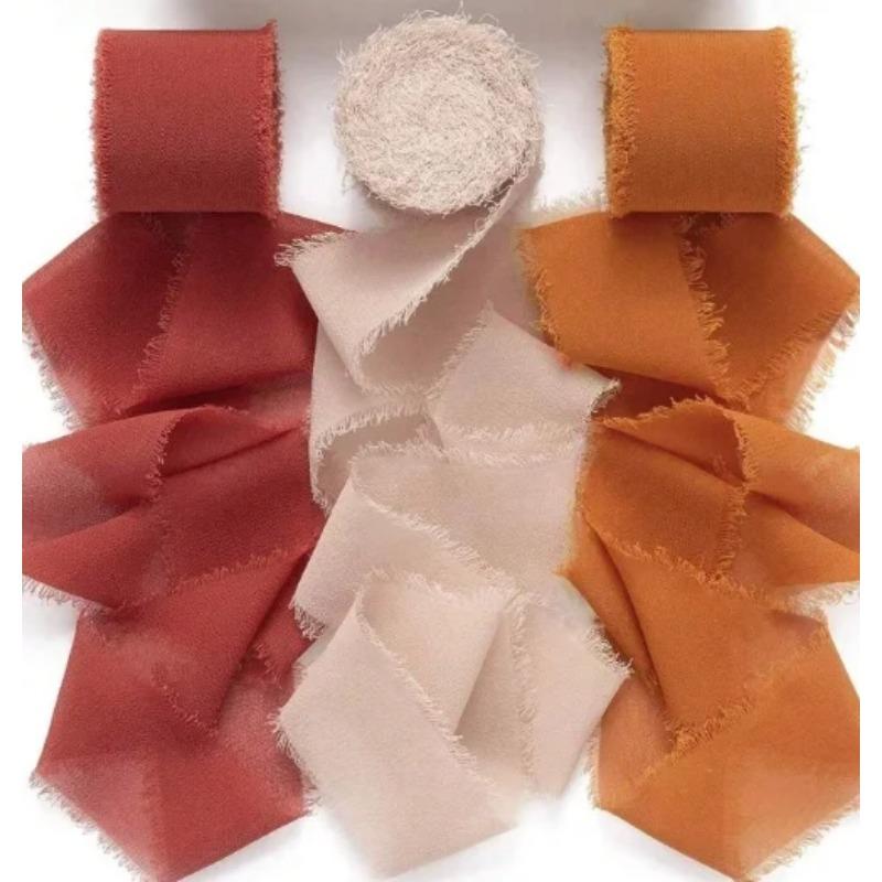 3 рулона 5-метровых разноцветных шифоновых лент для свадебных приглашений, свадебных букетов, подарочных коробок, украшений бантов