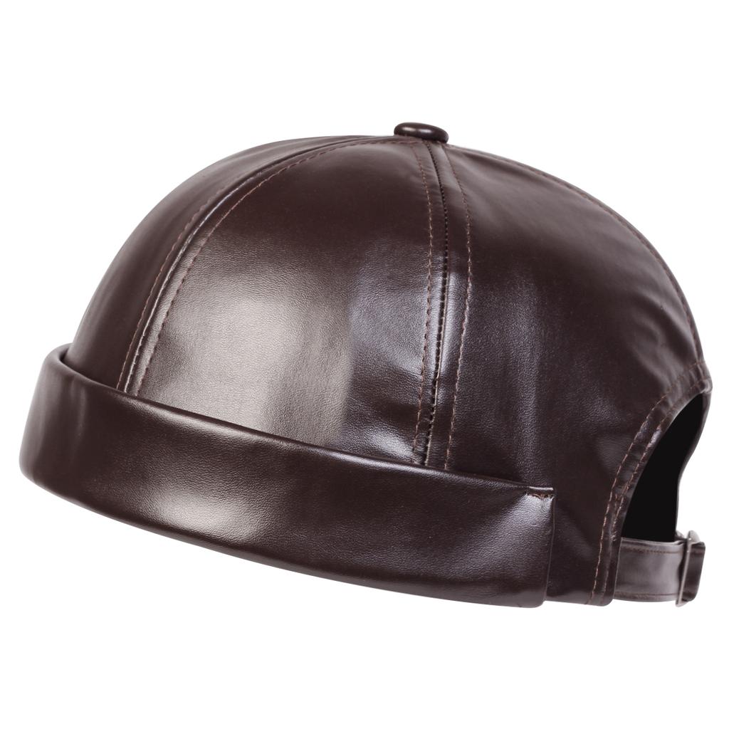 1Piece Men PU Leather Solid Color Landlord Hat Outdoor Adjustable Sunscreen Leisure Hat Spring Autumn Travel Tourism Beach Vacation